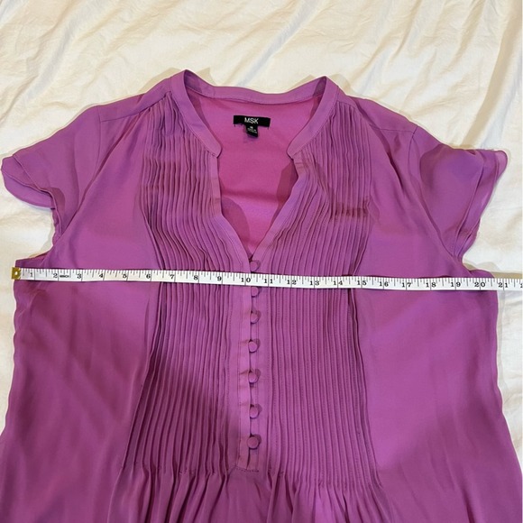 MSK Pintuck Chiffon Flutter Sleeve Midi Dress Purple Pink sz 16 - Picture 7 of 15